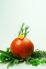 Kräuter und Kürbis