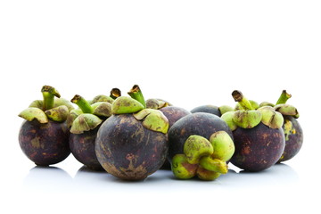 Tropical mangosteen isolated on white background