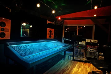 Printed kitchen splashbacks Music store Mixing console in recording studio
