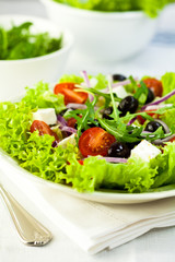 Vegetable salad with goat cheese and olives