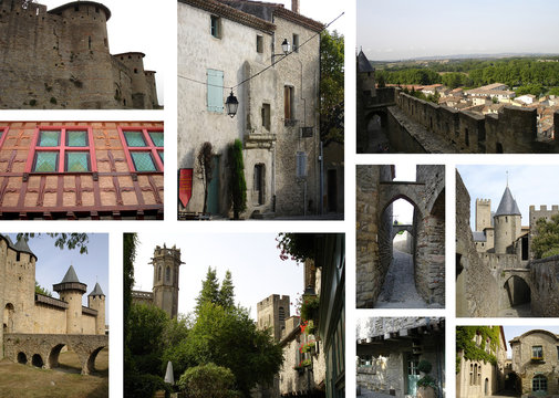 Collage of images of Carcassonne
