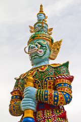 Fototapeta na wymiar Guardian statue at the temple in Thailand .