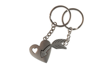 Gift Keychain in a Heart and Arrow Shape Isolated