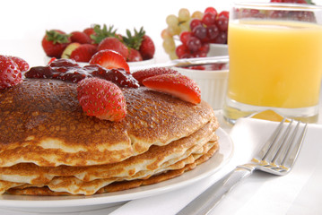 Pancakes with strawberry jam
