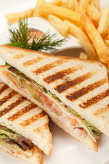 Sandwiches with French fried potatoes