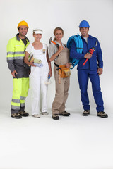 Four workers in different trades