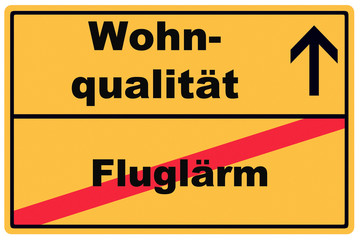 Naklejka premium Schild Wohnqualität Fluglärm