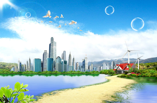 house on field. eology concept