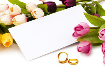 Wedding concept with roses and rings