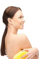 beautiful woman with sponge