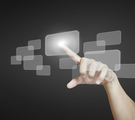 hand pushing on a touch screen interface