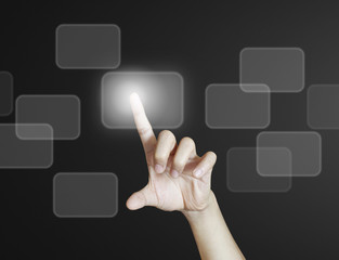 hand pushing on a touch screen interface