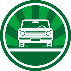 Green car icon, vector illustration