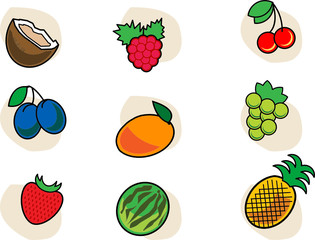 Lot of fruits, vector illustration