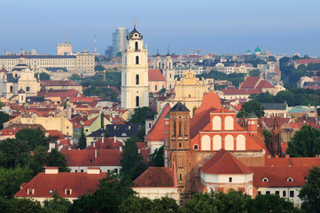 Fototapeta premium Vilnius old town cityscape, morning