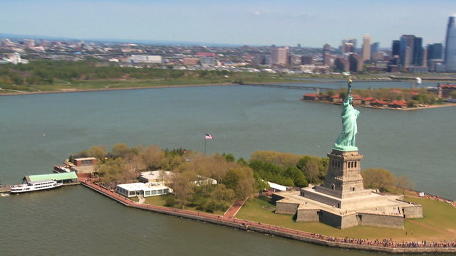 Aerial view of the Statue of Liberty, New York State, USA