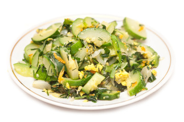 Green cukini fried with eggs and spices