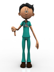 Cartoon doctor doing a thumbs down.