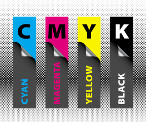 CMYK banners, print inks concept