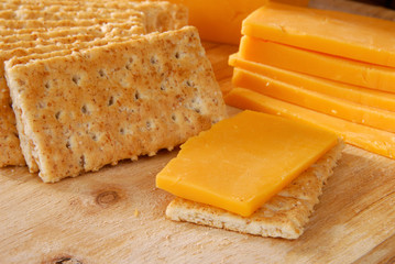 Cheddar cheese and crackers - Powered by Adobe