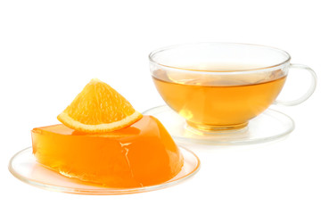 Orange jelly and tea