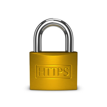 HTTPS padlock isolated on the white background