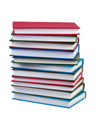 Stack books on white background isolated.