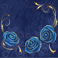 Vintage blue roses card