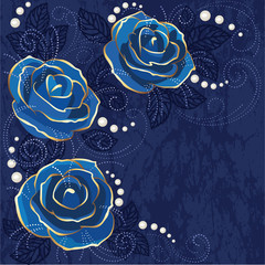 Vintage blue roses card