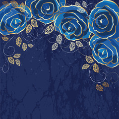 Vintage blue roses card