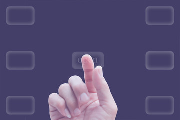 hand pushing a button