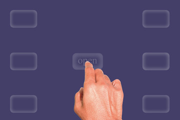 hand pushing a button