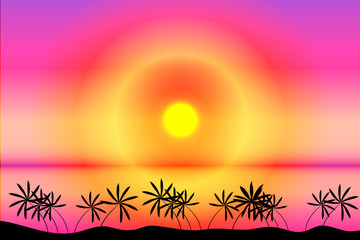 Tropical beach sunset