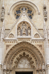 Croatia, Zagreb. Elements of the facade of the cathedral