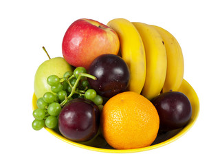 Naklejka na ściany i meble Bowl of assorted fresh fruit, isolated