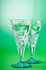 Water in the glass against gradient background