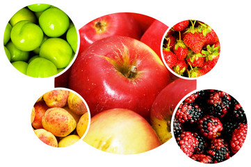 Collage of many fruits and vegetables