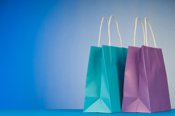 Shopping bags against gradient background