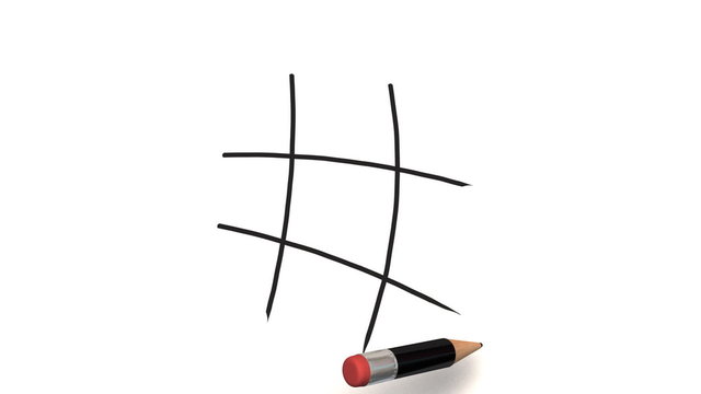 Pen drawn tic tac toe game