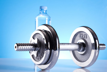 Dumbbell and bottle water