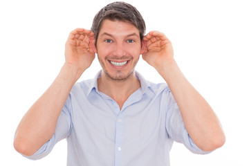 man hearing listening