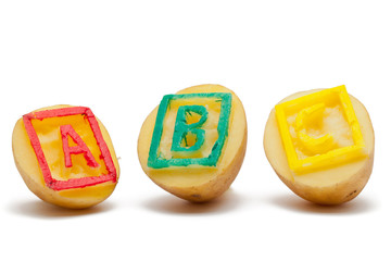 ABC potato stamps