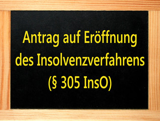 schild, tafel:antrag auf insolvenzverfahren