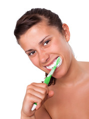 Girl Brushing her Teeth