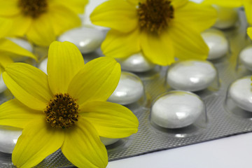 Fototapeta na wymiar tabletten mit blüten