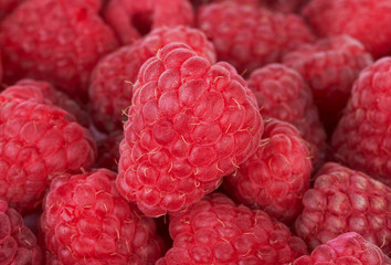 sweet raspberries closeup background