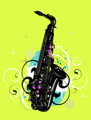 Music abstract with saxophone