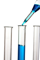 pipette and test tubes isolated on white