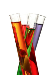 test tubes in laboratory isolated on white