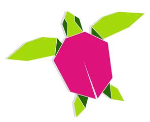 Cercles muraux Animaux géométriques Tortue origami multicolore